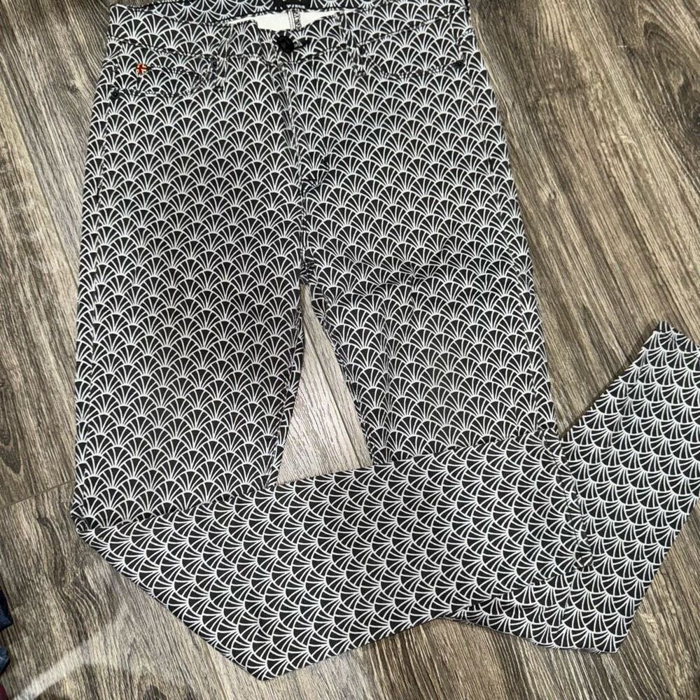 Hudson Nico Diamond Art Deco Mid Rise Super Skinny Jeans Women 29 EUC